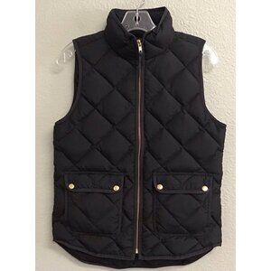 J. Crew Quilted Puffer Vest Down Fill Black Zipper Closure Classic